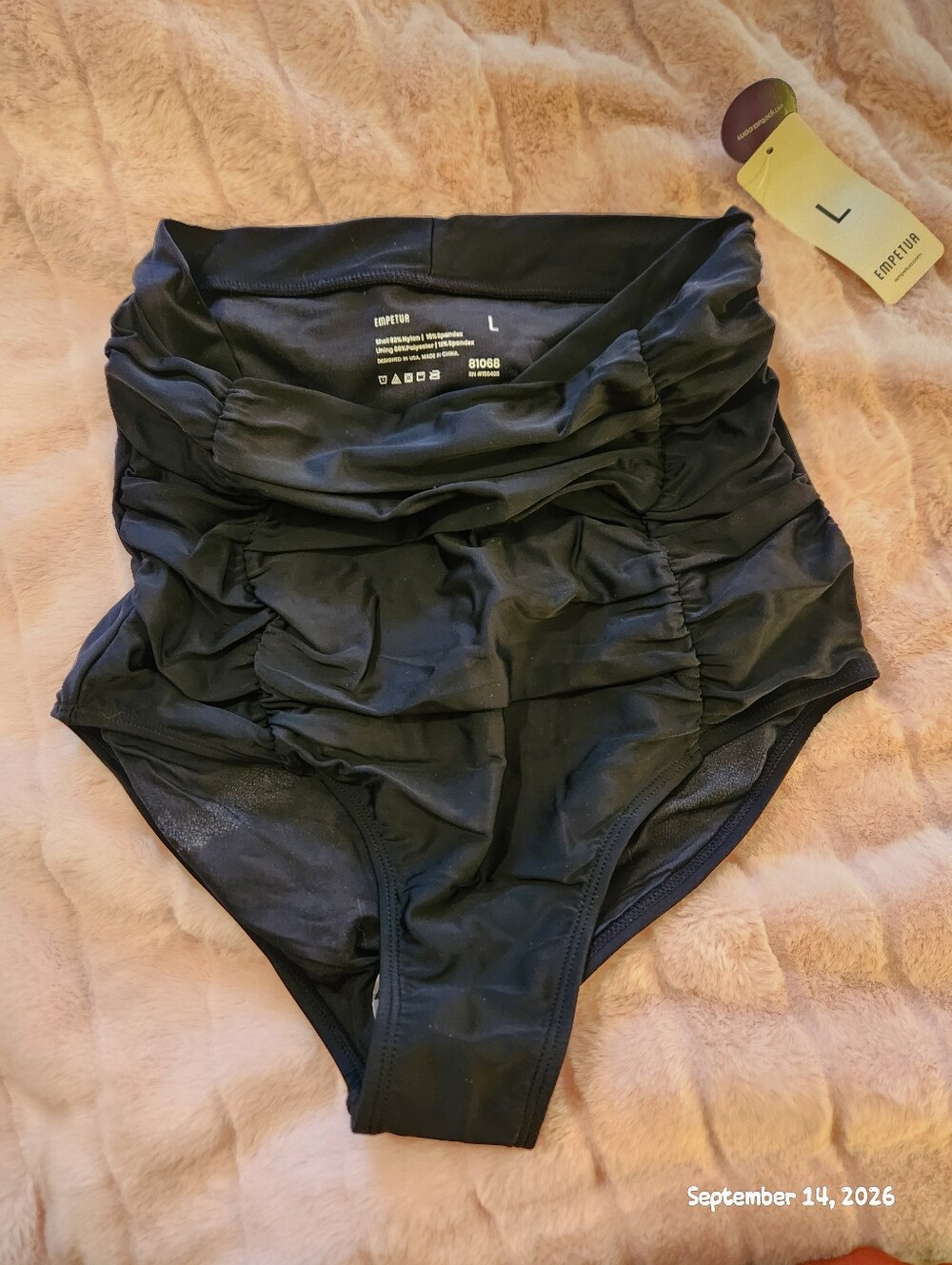 Shapermint Black Ruched High-Waist One-Piece Swim